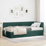 vidaXL Cadre de lit d'angle avec matelas 2 Pièces Vert Velours
