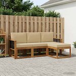 vidaXL Ensemble de canapés d'extérieur avec coussin 4 Pièces Naturel
