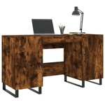 Bureau table poste de travail meuble d'ordinateur informatique étude chêne fumé 140 x 50 x 75 cm bois d'ingénierie brun 02_0023584