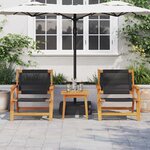 vidaXL Chaises de Jardin avec Table 3 Pièces Noir Bois Massif Acacia