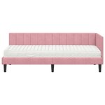 vidaXL Cadre de lit d'angle avec matelas Rose 80 x 200 cm Velours