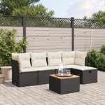 vidaXL Salon de jardin 6 Pièces avec coussins noir résine tressée