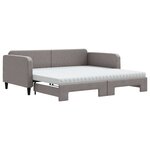 vidaXL Lit de jour avec gigogne et matelas taupe 100x200 cm tissu
