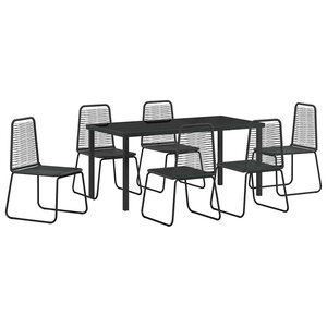 vidaXL Ensemble de salle à manger pour jardin 7 Pièces Noir