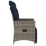 vidaXL Lot de 2 chaises de jardin inclinables avec coussins en résine tressée grise