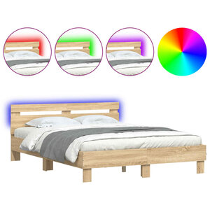 vidaXL Cadre de lit avec LED sans matelas chêne sonoma 140x200 cm