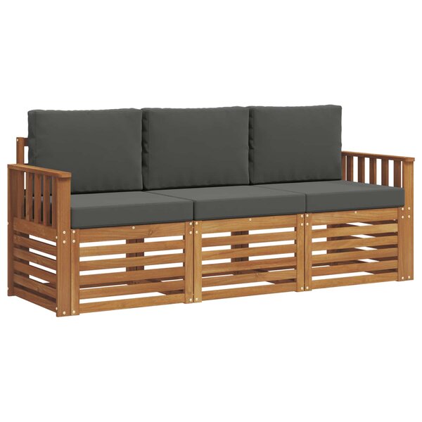 vidaXL Ensembles de canapés avec coussin 3 Pièces Naturel et Anthracite