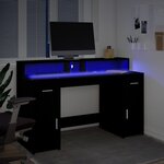 vidaXL Bureau avec lumières LED noir 140x55x91 cm bois d'ingénierie