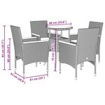 vidaXL Ensemble à manger de jardin et coussins 5 Pièces beige rotin verre