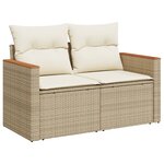 vidaXL Salon de jardin avec coussins 7 Pièces beige résine tressée