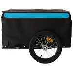 vidaXL Remorque de vélo noir et bleu 45 kg fer