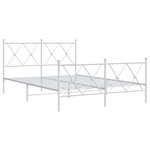 vidaXL Cadre de lit métal sans matelas et pied de lit blanc 140x200 cm