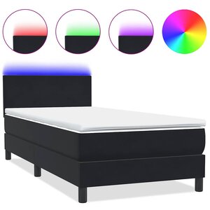 vidaXL Sommier à lattes de lit avec matelas et LED noir 80x220 cm velours
