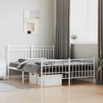 vidaXL Cadre de lit métal sans matelas et pied de lit blanc 140x190 cm
