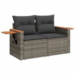 vidaXL Salon de jardin 6 Pièces avec coussins gris résine tressée
