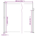 vidaXL Auvent latéral rétractable vert foncé 220x600 cm