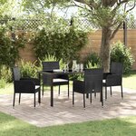 vidaXL Ensemble de salle à manger pour jardin 5 Pièces Noir Poly rotin