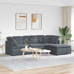 vidaXL Canapé modulaire et repose-pieds et coussins velours gris foncé