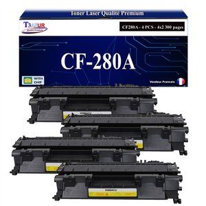 T3AZUR -4x Toners compatibles avec HP CF280A (80A) pour HP Laserjet Pro 400 M401 M401A M401D M401DN M401DW M401N MFP M425DN M425DW