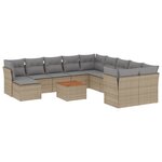vidaXL Salon de jardin et coussins 12 Pièces mélange beige résine tressée