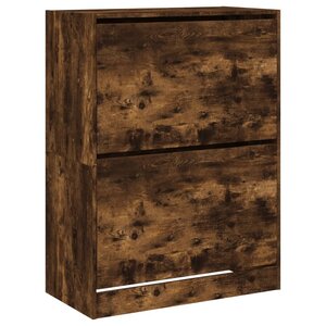 vidaXL Armoire à chaussures 2 tiroirs rabattables chêne fumé