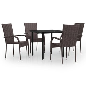 vidaXL Ensemble à manger de jardin 5 Pièces Marron et noir