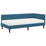 vidaXL Cadre de lit d'angle avec matelas 2 pc Bleu 90 x 190 cm Velours