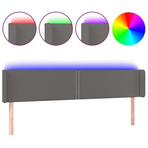 vidaXL Tête de lit à LED Gris 183x16x78/88 cm Similicuir