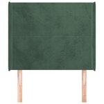 vidaXL Tête de lit avec oreilles Vert foncé 93x16x118/128 cm Velours