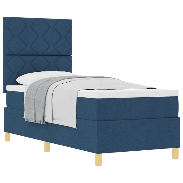 vidaXL Lit à ressorts avec matelas Bleu 80 x 200 cm tissu