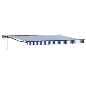 vidaXL Cadre de store manuel avec LEDs Bleu Blanc Anthracite 5 x 3 m