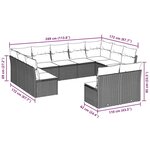 vidaXL Salon de jardin 11 Pièces avec coussins gris clair résine tressée
