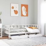 vidaXL Lit de jour et tiroirs sans matelas blanc 80x200 cm bois massif