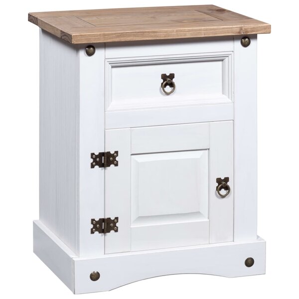 vidaXL Table de chevet Gamme Corona pin mexicain Blanc 53x39x66 cm