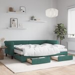 vidaXL Lit de jour avec gigogne et tiroirs vert foncé 80x200cm velours