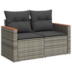 vidaXL Salon de jardin avec coussins 9 Pièces gris résine tressée acacia