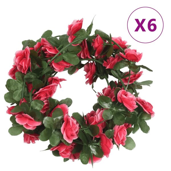 vidaXL Guirlandes de fleurs de Noël 6 Pièces rouge rosé 250 cm