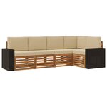 vidaXL Ensemble de canapés d'extérieur 5 pc Naturel et Beige Polyester