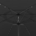 vidaXL Parasol de jardin avec lumières LED et mât en métal 400 cm noir