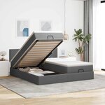 VidaXL Cadre de lit ottoman avec matelas gris foncé 160x200cm tissu