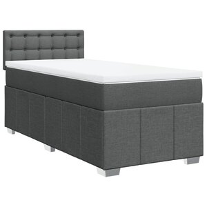 vidaXL Sommier à lattes de lit avec matelas Gris foncé 100x200cm Tissu