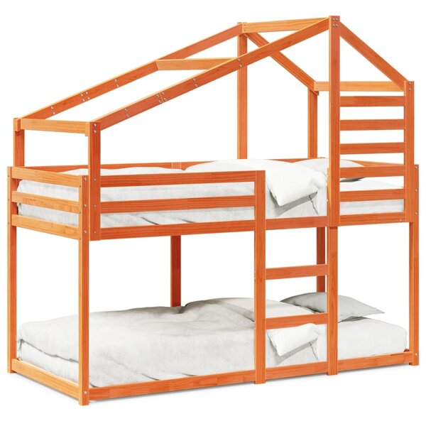 vidaXL Lit superposé sans matelas cire marron 80x200 cm pin massif