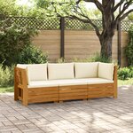 vidaXL Ensemble de canapés d'extérieur avec coussin 3 Pièce Marron