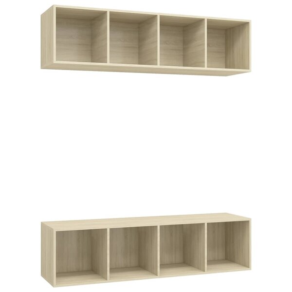 vidaXL Meubles TV muraux 2 Pièces Chêne sonoma Bois d'ingénierie
