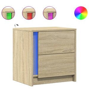 vidaXL Armoire de chevet avec lumières LED chêne sonoma