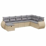 vidaXL Salon de jardin avec coussins 8Pièces mélange beige résine tressée
