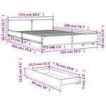 vidaXL Cadre de lit avec tiroirs sans matelas sonoma gris 150x200 cm