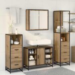 vidaXL Ensemble de mobilier de salle de bain 4 Pièces Chêne artisanal
