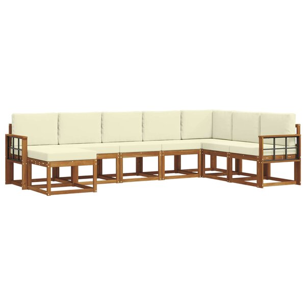 vidaXL Ensemble de canapés d'extérieur 8 pc Naturel et Crème