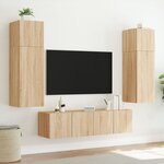 vidaXL Meuble TV mural avec lumières LED chêne sonoma 60x35x41 cm